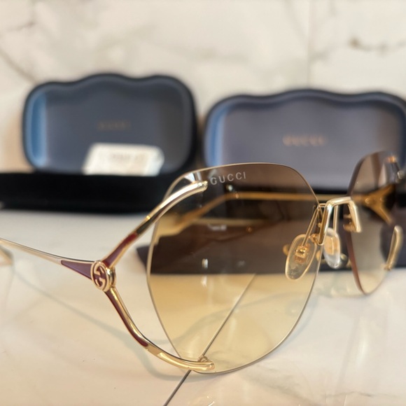 Gucci 💅✨ Brown Gradient Gold GG Lens 59 15 130 Women's Sunglasses GG0651S 005 - Picture 6 of 16